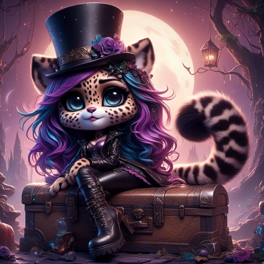 Gothic Cat Portrait in Dark Style