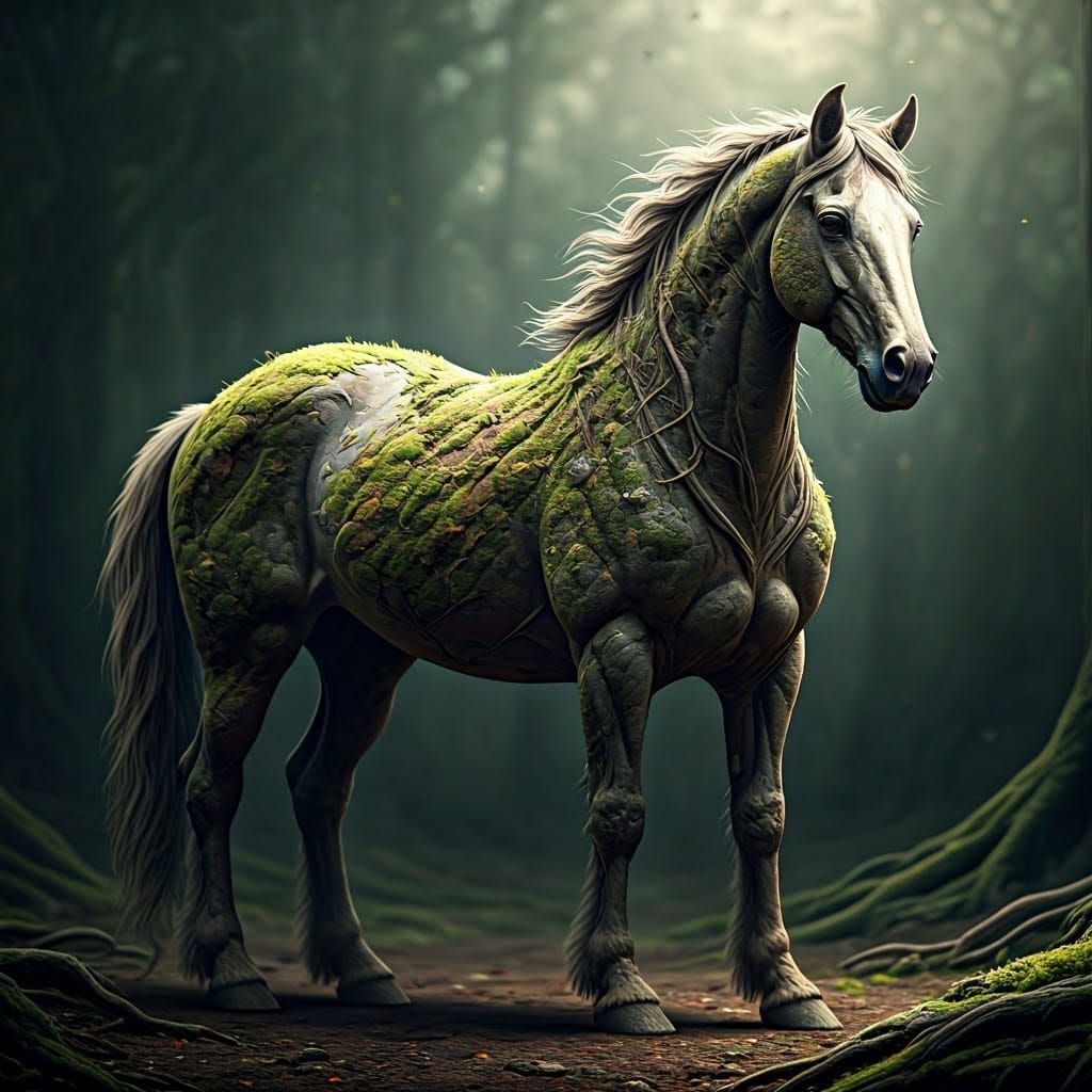 Earthy Equine: Majestic Horse Made of Soil and Stone