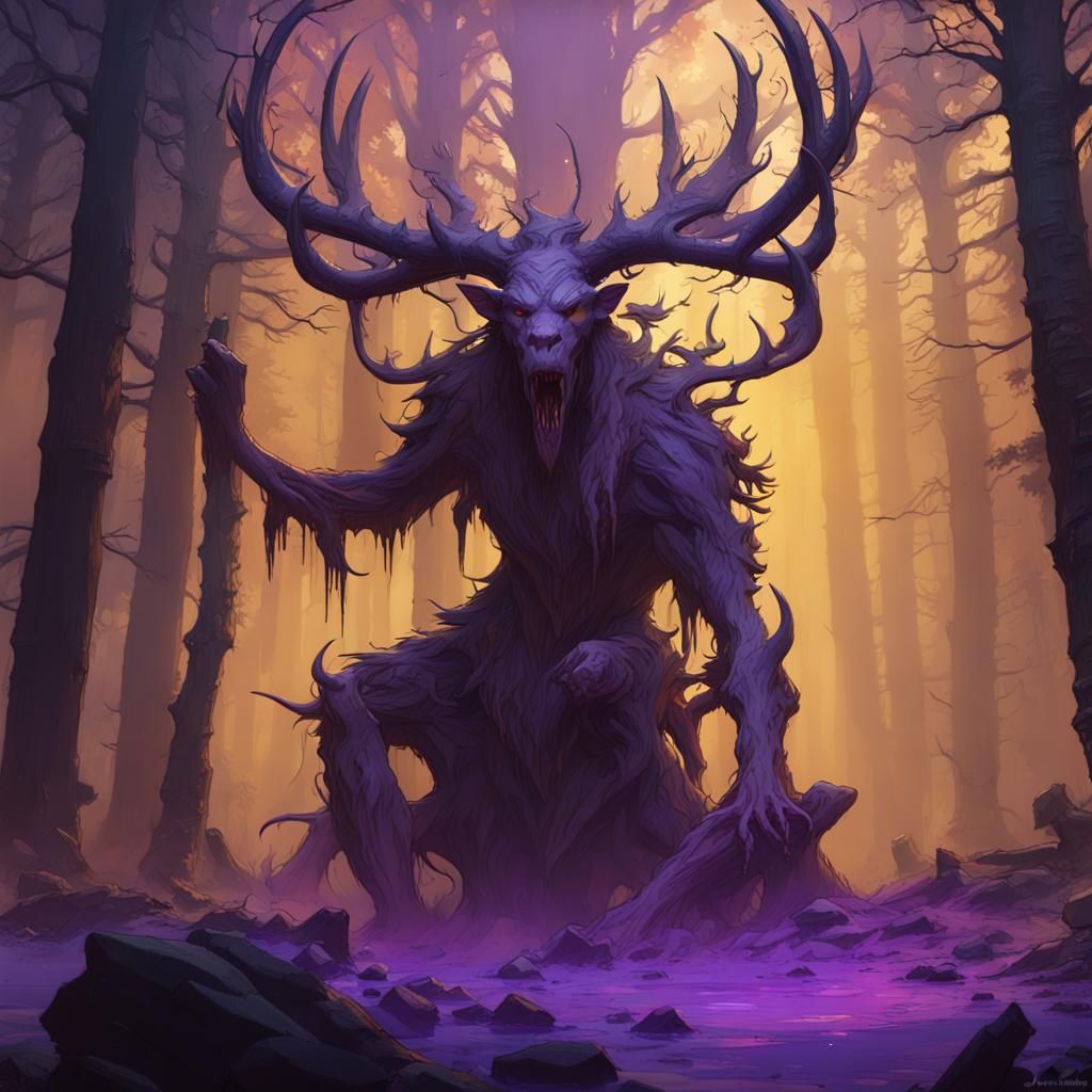 Detailed Wendigo Concept Art in Dark Fantasy Style