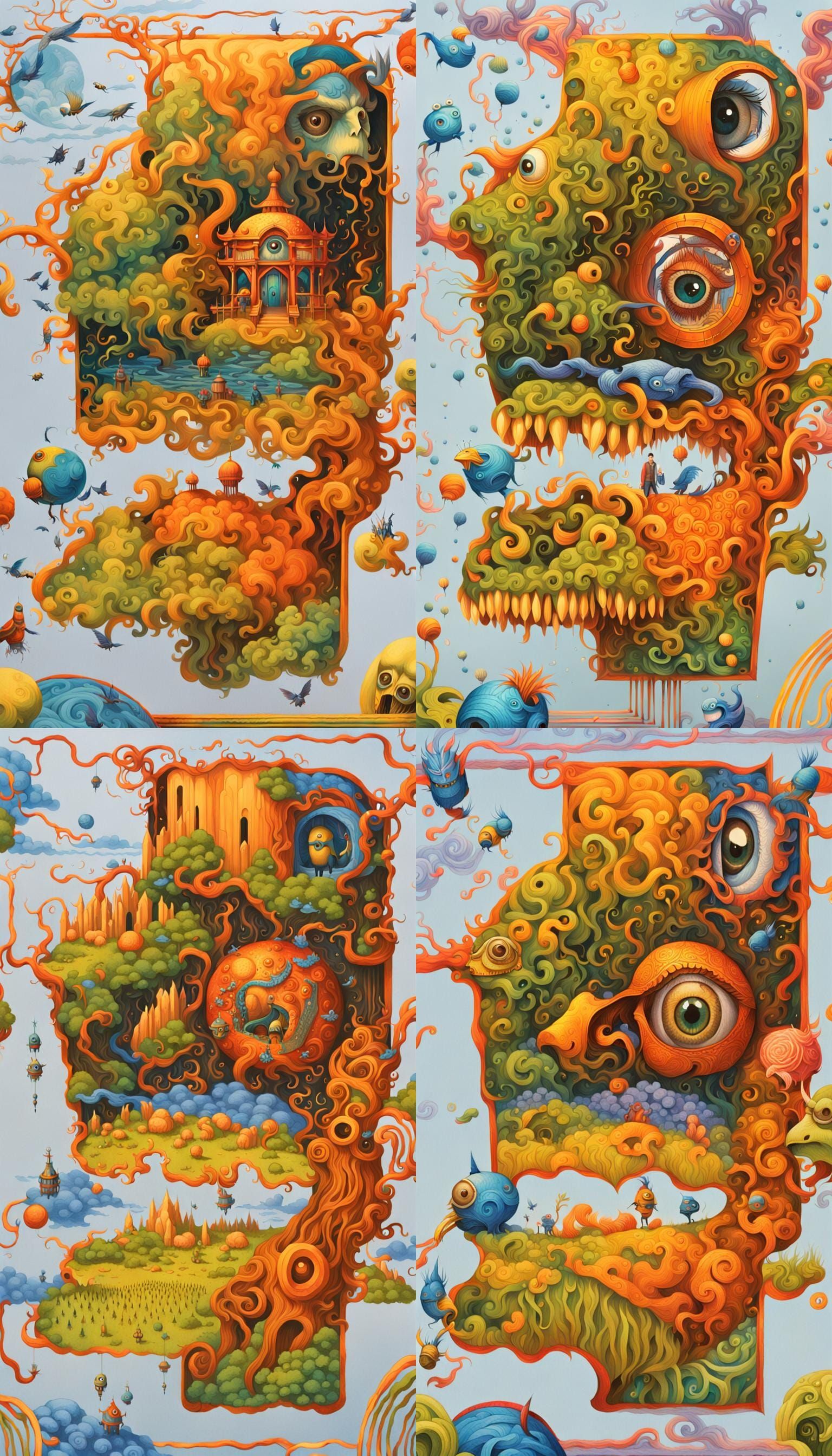 Vibrant Ink Patterns Depict Overlord Watching Minions