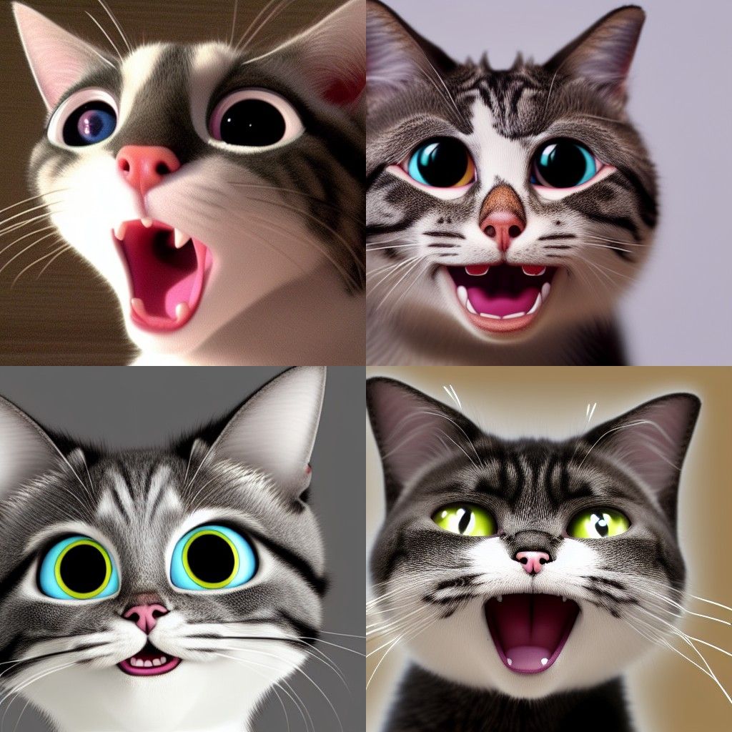 Shocked Cartoon Cat in Pixar Style