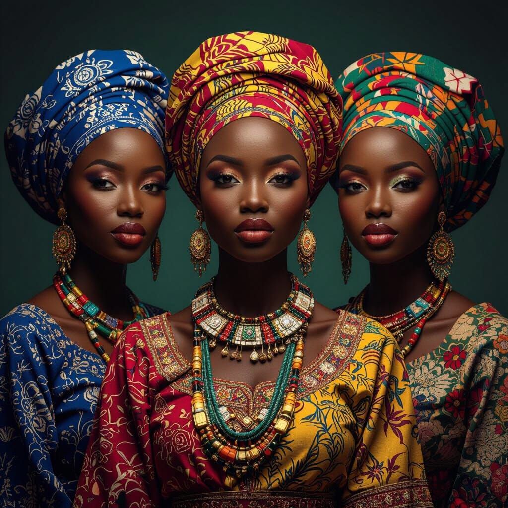 Nigerian Women in Traditional Attire, Fantastical Matte Pain...