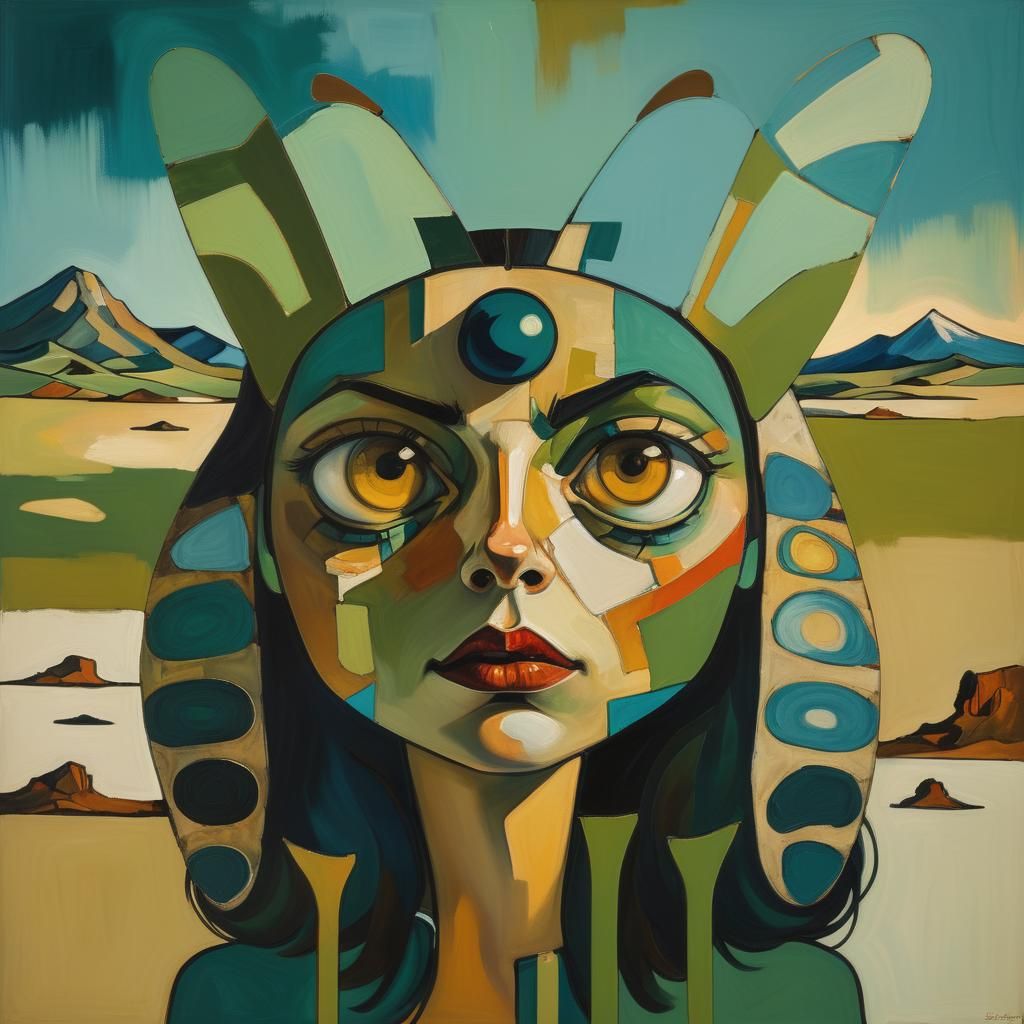 Abstract Portrait of a Woman in Expressionist Style