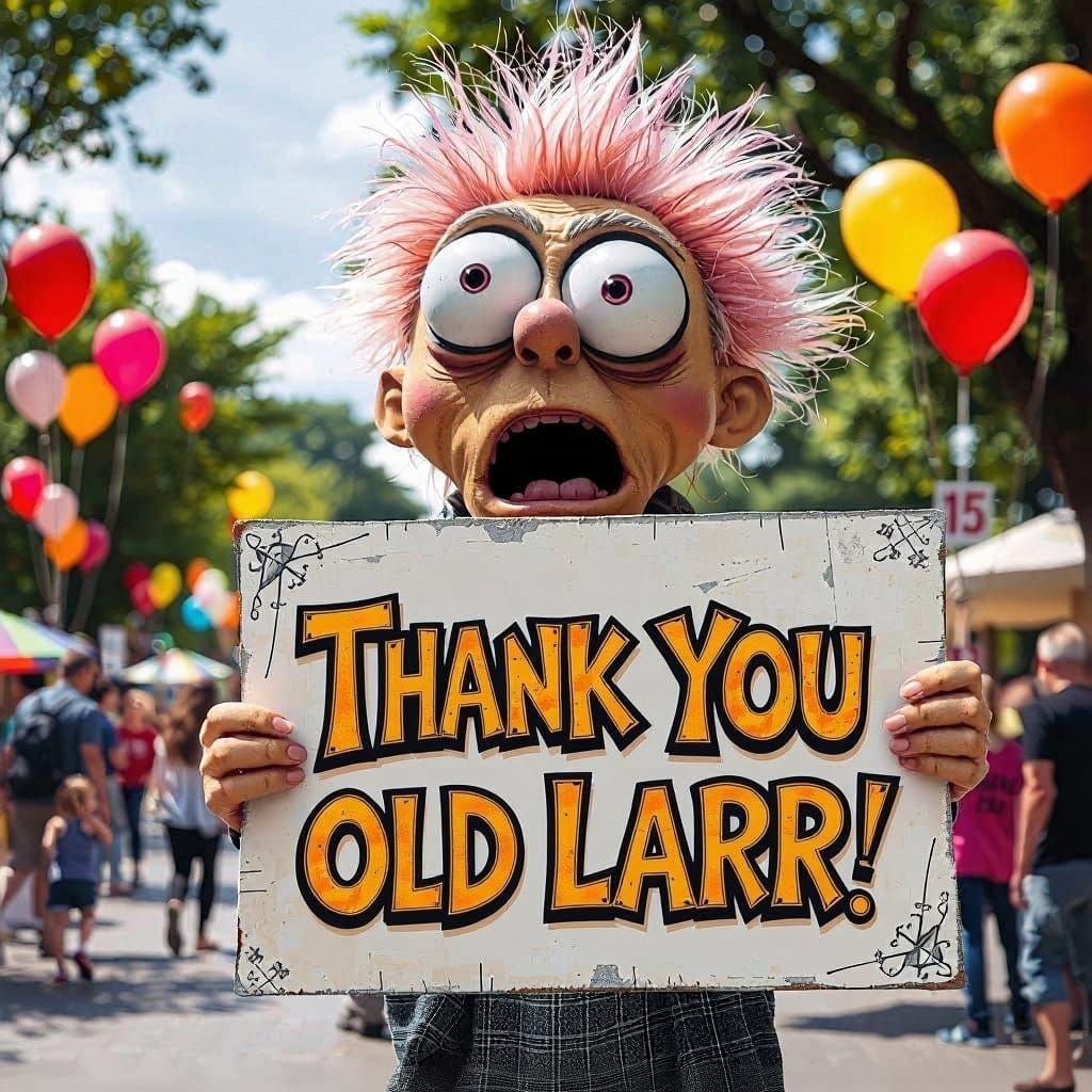 Change text "This Is Freaking Me Out" to "Thank You Old Larr!"