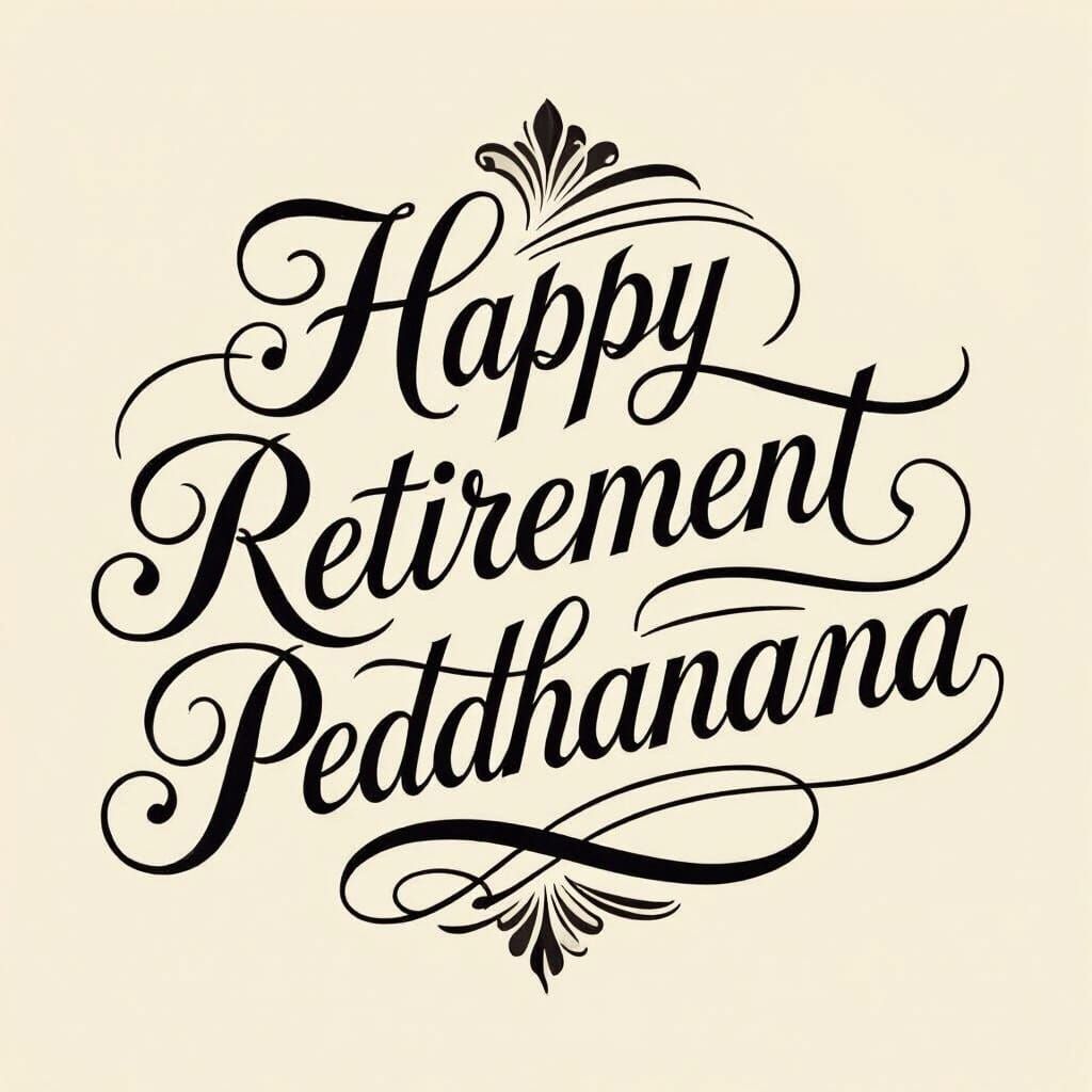 Elegant Cursive Script: Happy Retirement Peddhanana
