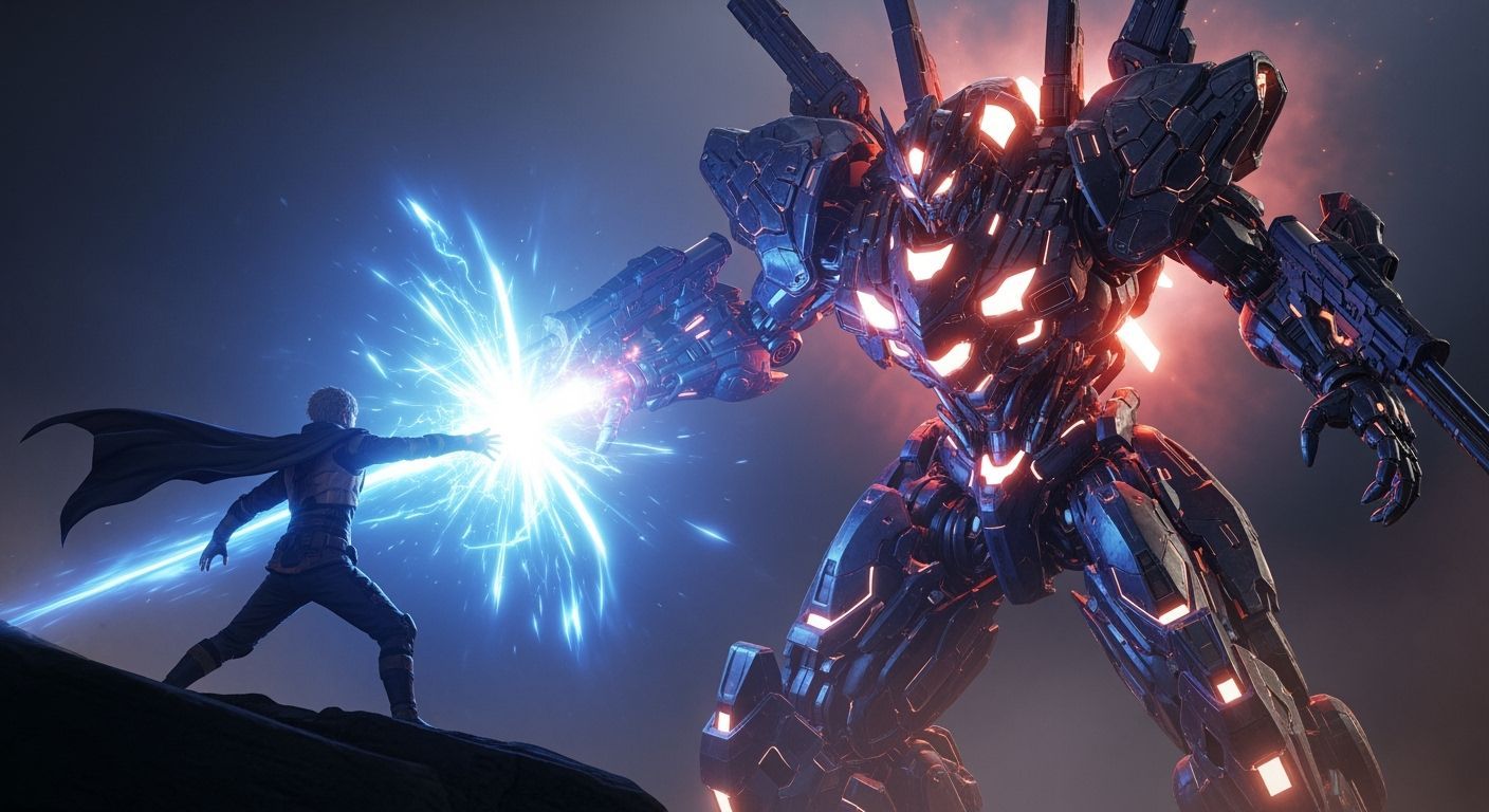 Epic Anime Space Warrior vs. Bio-Robot Battle