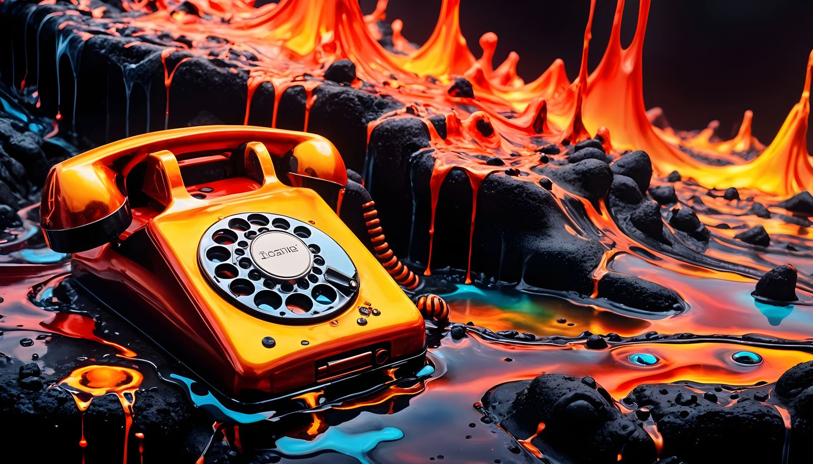 Melted Telephone in False Color Photography Style