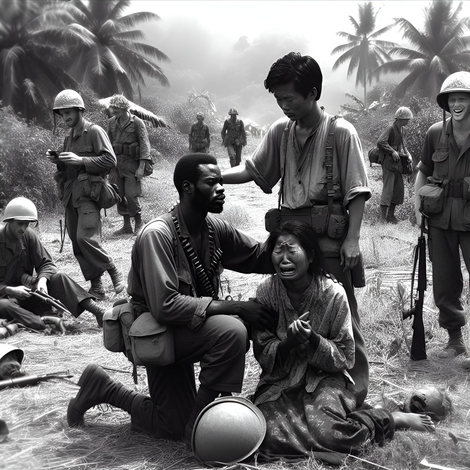 Vietnam War: Soldier and Villager in Photo
