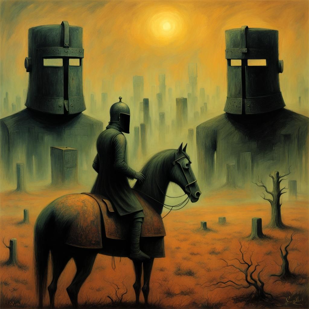 Ned Kelly in Beksinski-Inspired Dark Surrealism