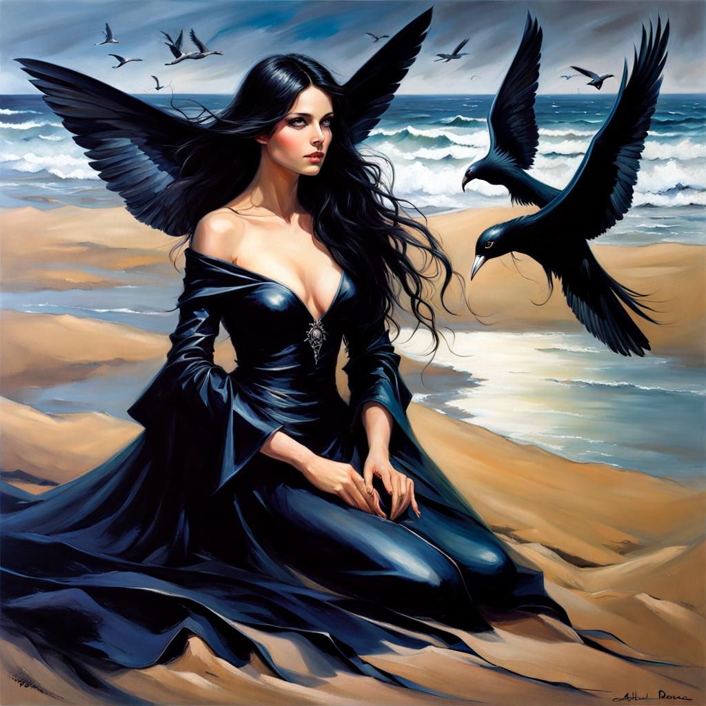 Ethereal Fairy in Dunes as Oil Painting