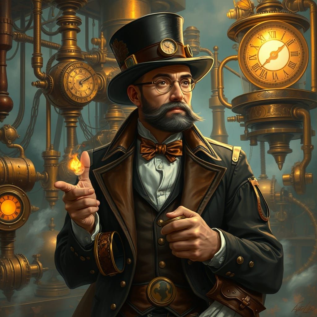 Steampunk Inventor in Victorian Fantasy World