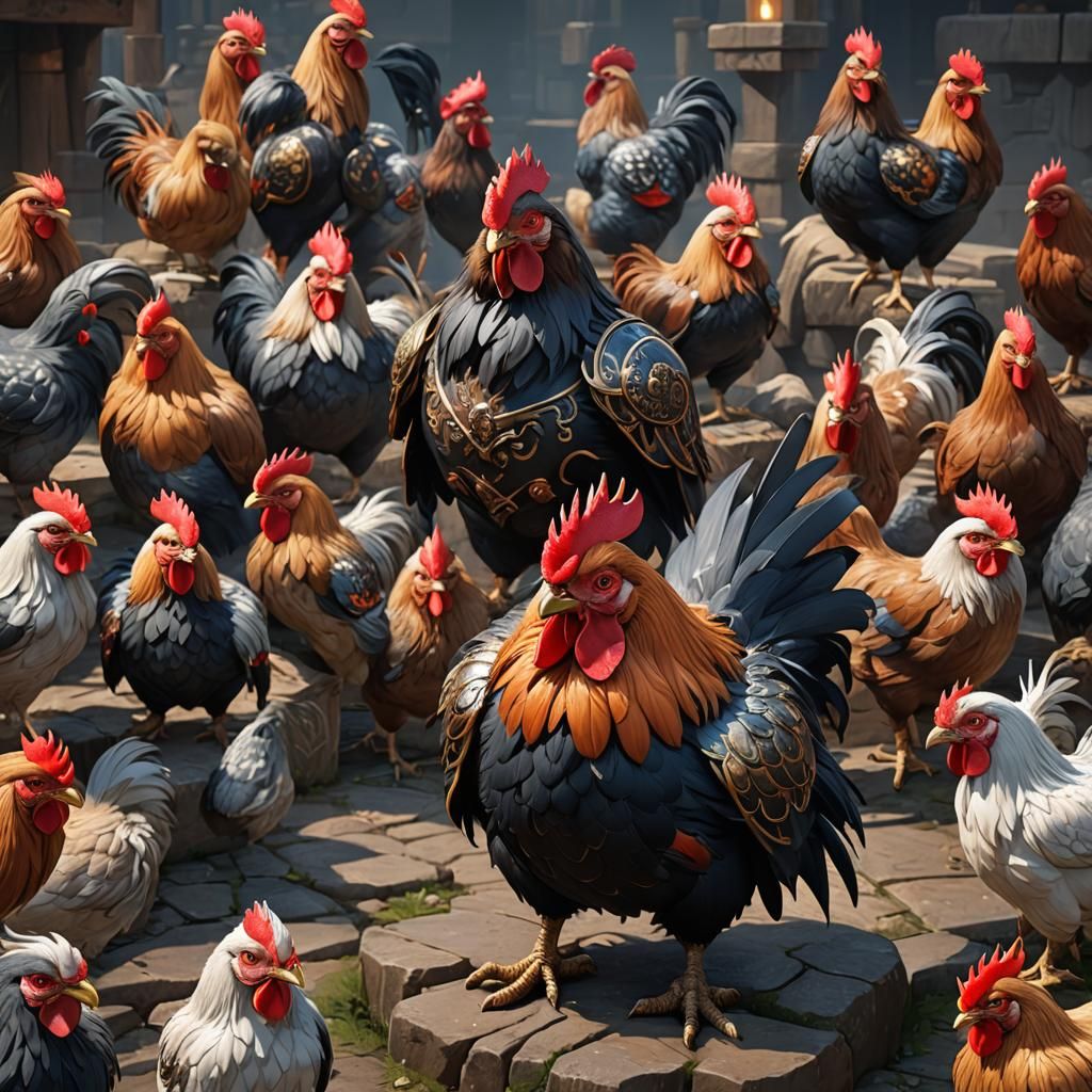 Aesthetic 3D Anime Dwarf Rooster Art