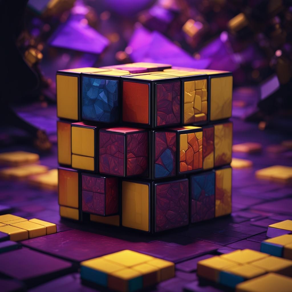 Dark Fantasy Rubik's Cube in Volumetric Lighting