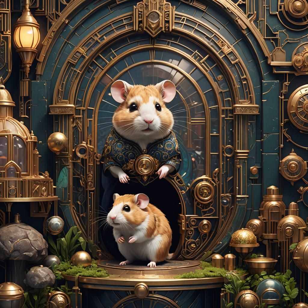 Art Deco Hamster in 1920s Style