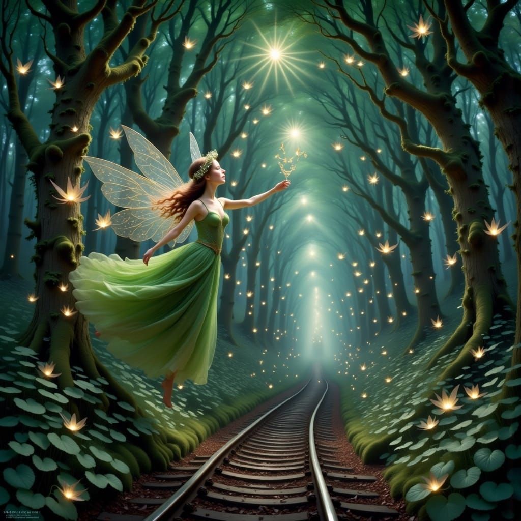 Fairy Rides the Wind in Subway Tunnel