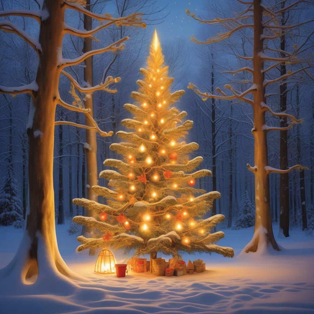 Whimsical Winter Wonderland Outside a Vintage Airstream in F...