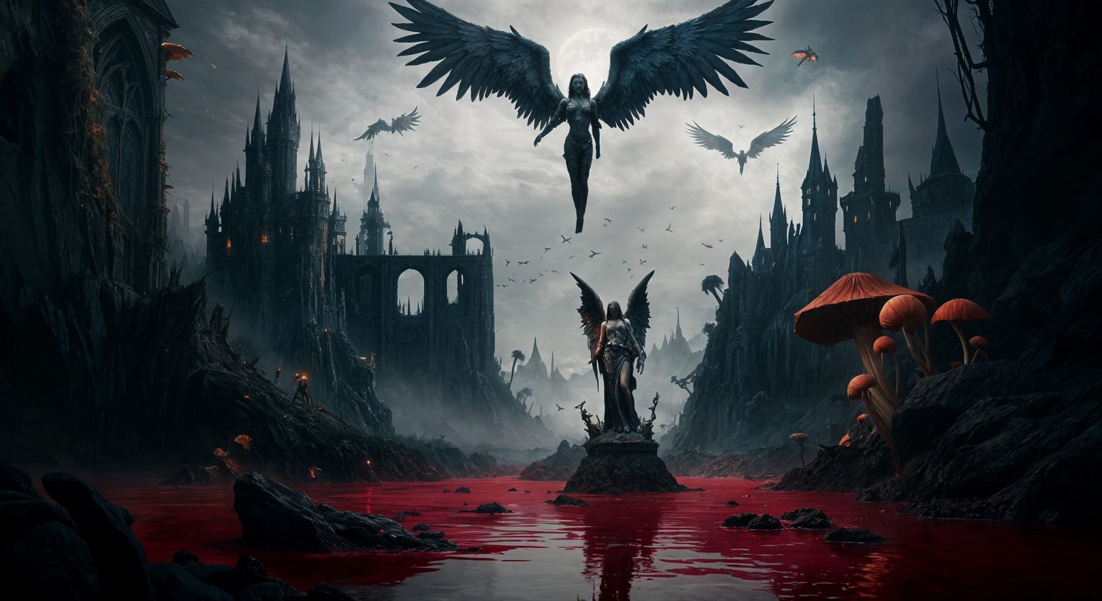 Angels and Demons Clash: Detailed Matte Painting