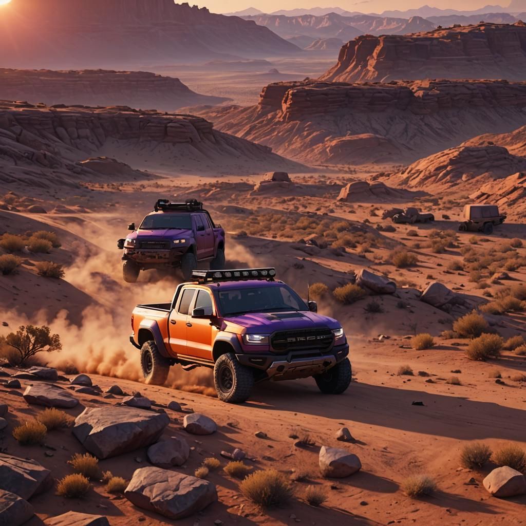 Remote Controlled Pickup at Sunset: 3D Game Graphics