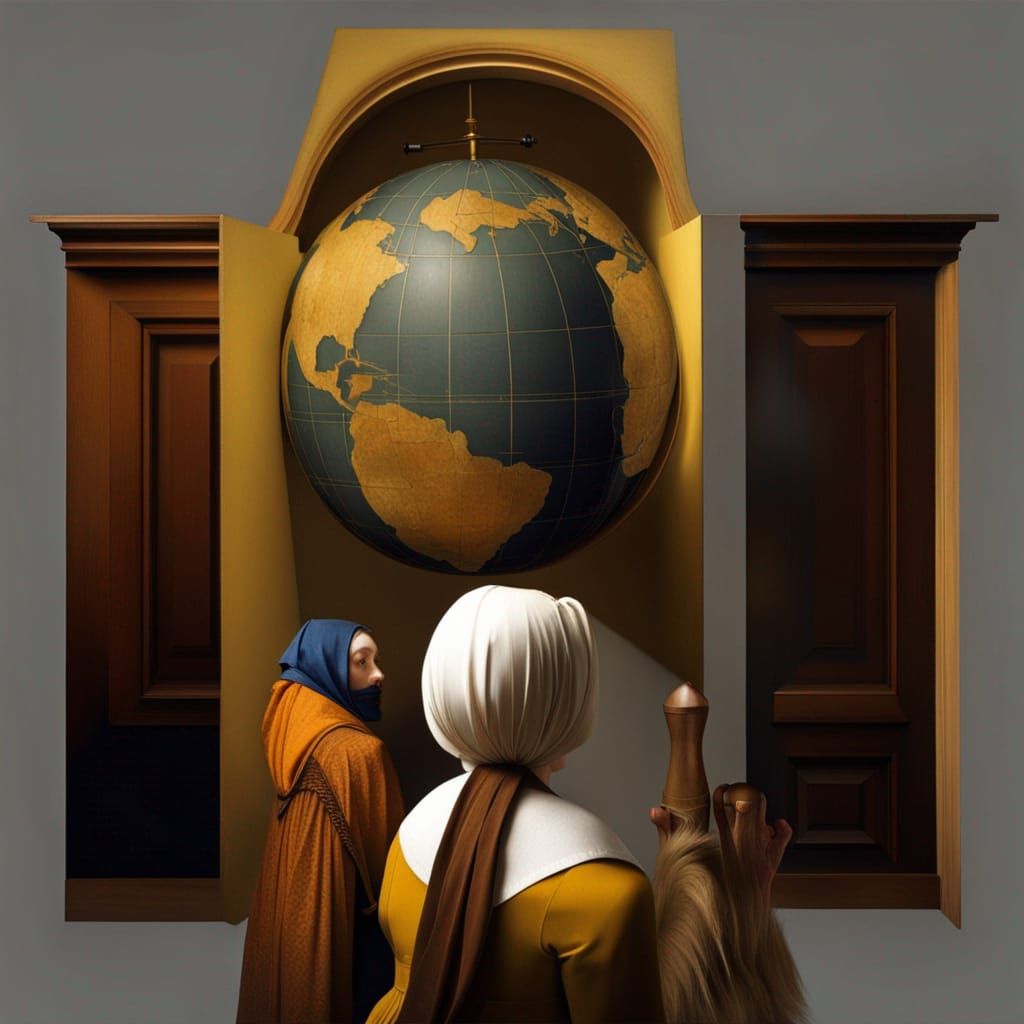 Vermeer-Style Living Room with World Globe