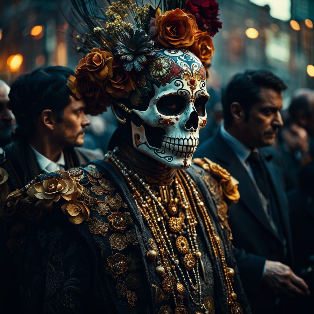 Día de los Muertos Celebration in Hyperrealism