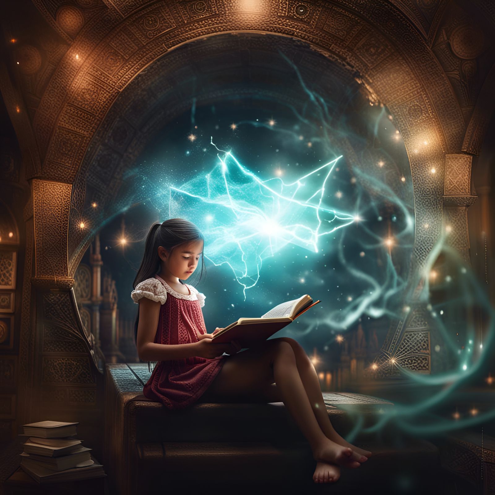 Girl Learns Magic From a Book