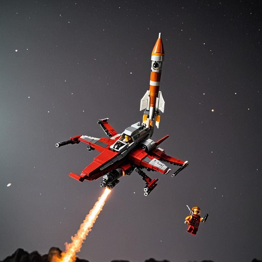 Lego Star Lord and Rocket Fight in Space