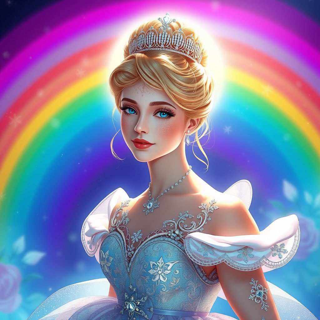 Cinderella Portrait in Art Nouveau Anime Style