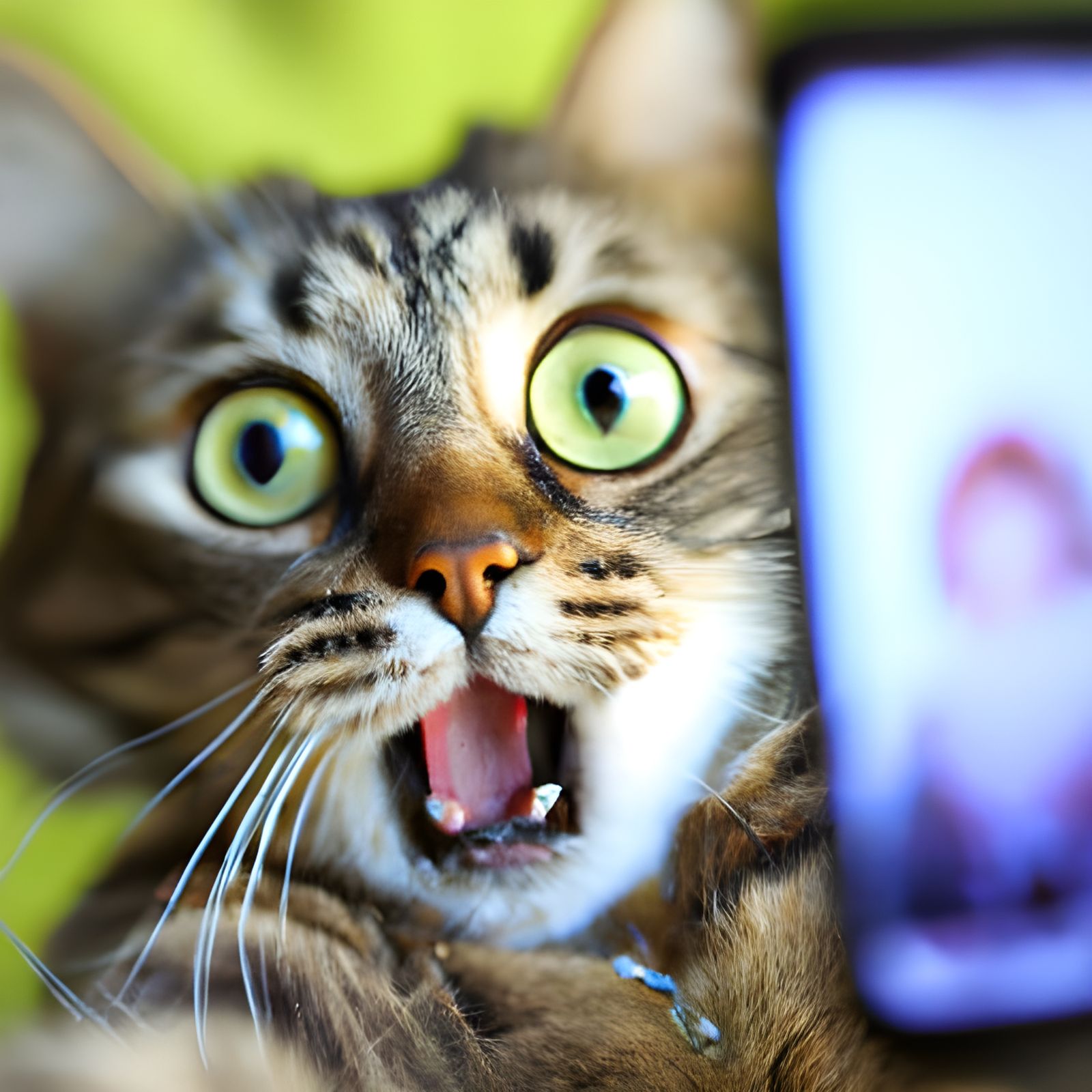 Surprised Cat Self Portrait in Bokeh Style