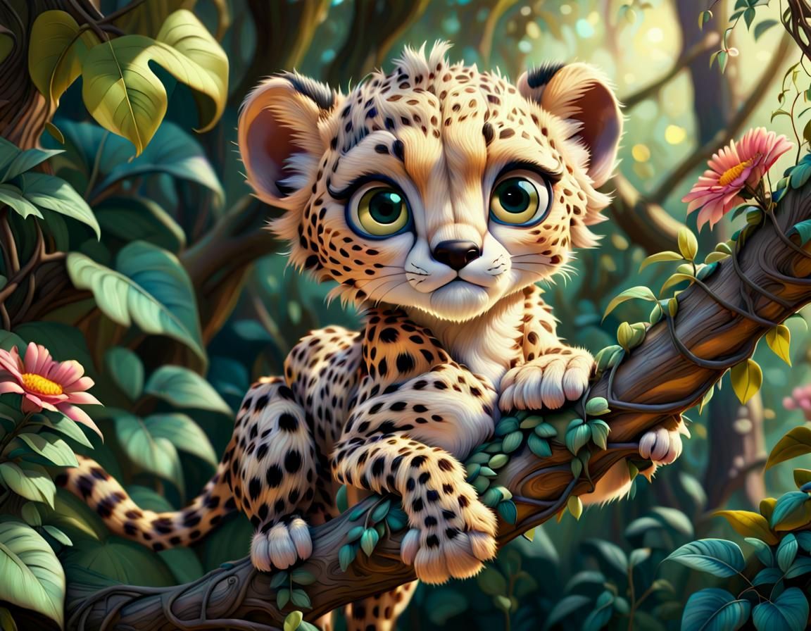 Disney Pixar Silk Cheetah in Jungle Illustration