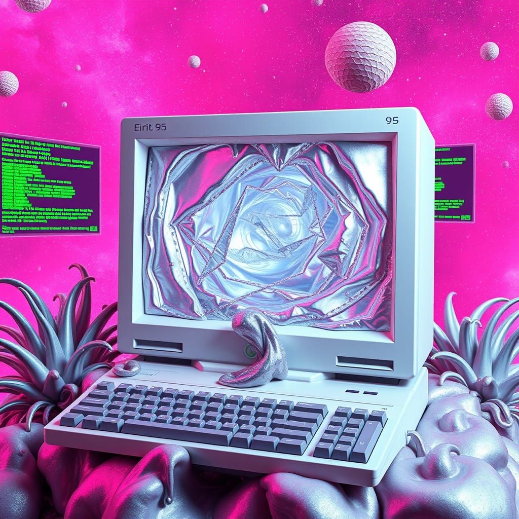 Distorted Windows 95 Mirror in Digital Art Style