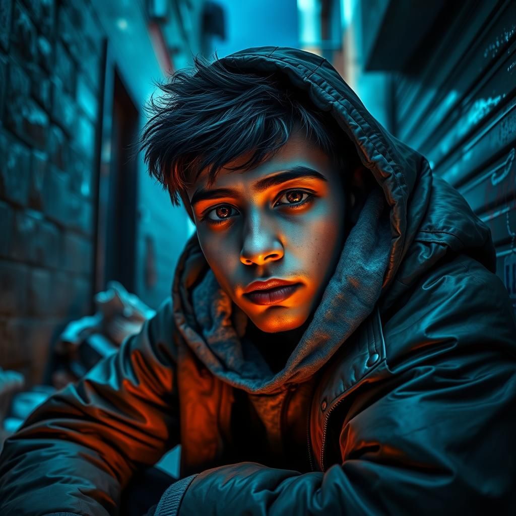 Monochromatic Portrait of Urban Homeless Youth