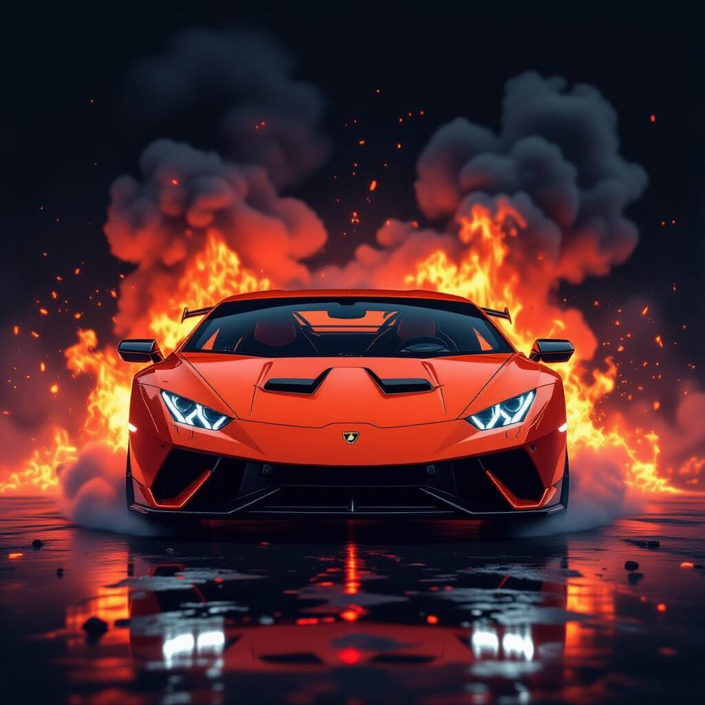 Fiery Lamborghini Huracán in Dramatic Style