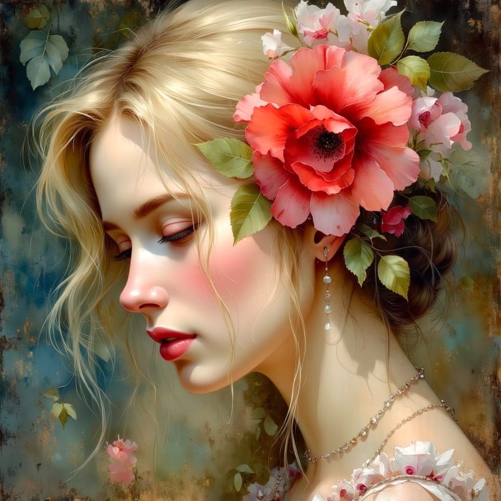 Pastel Portrait of Elisa Day with Wild Roses