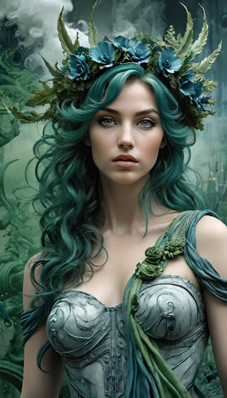 Venus, Goddess of Love, in Fresco Agropunk Style