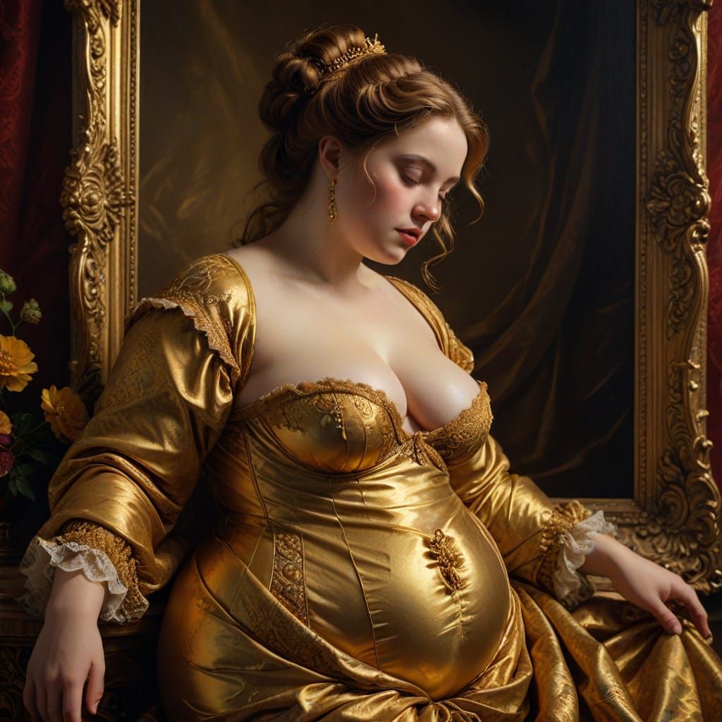 Sensual Baroque Beauty in Golden Hues