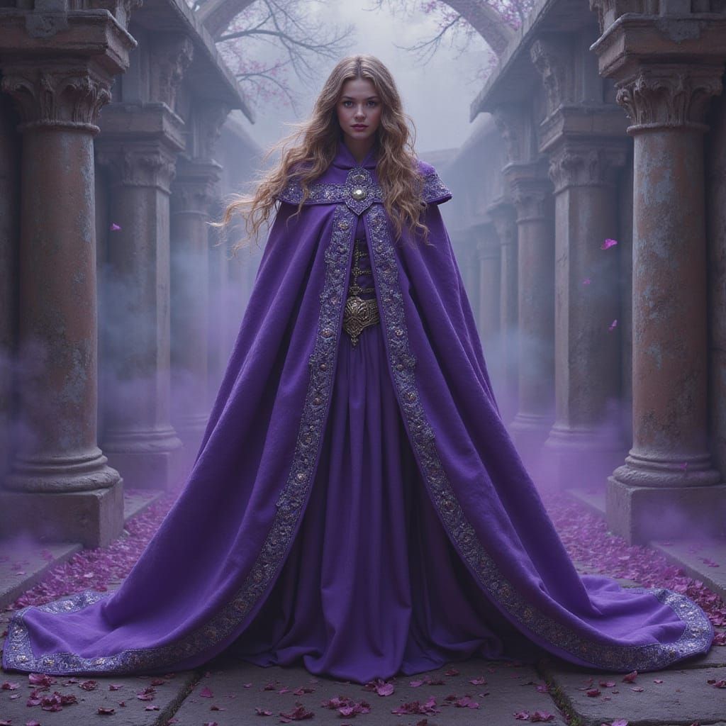 Regal Fantasy Paladin in Lavender Cloak