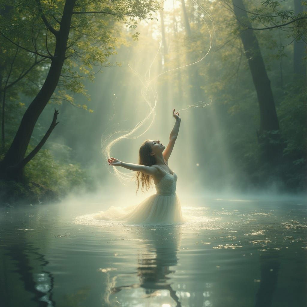 Ethereal Water Nymph Emerges at Dawn