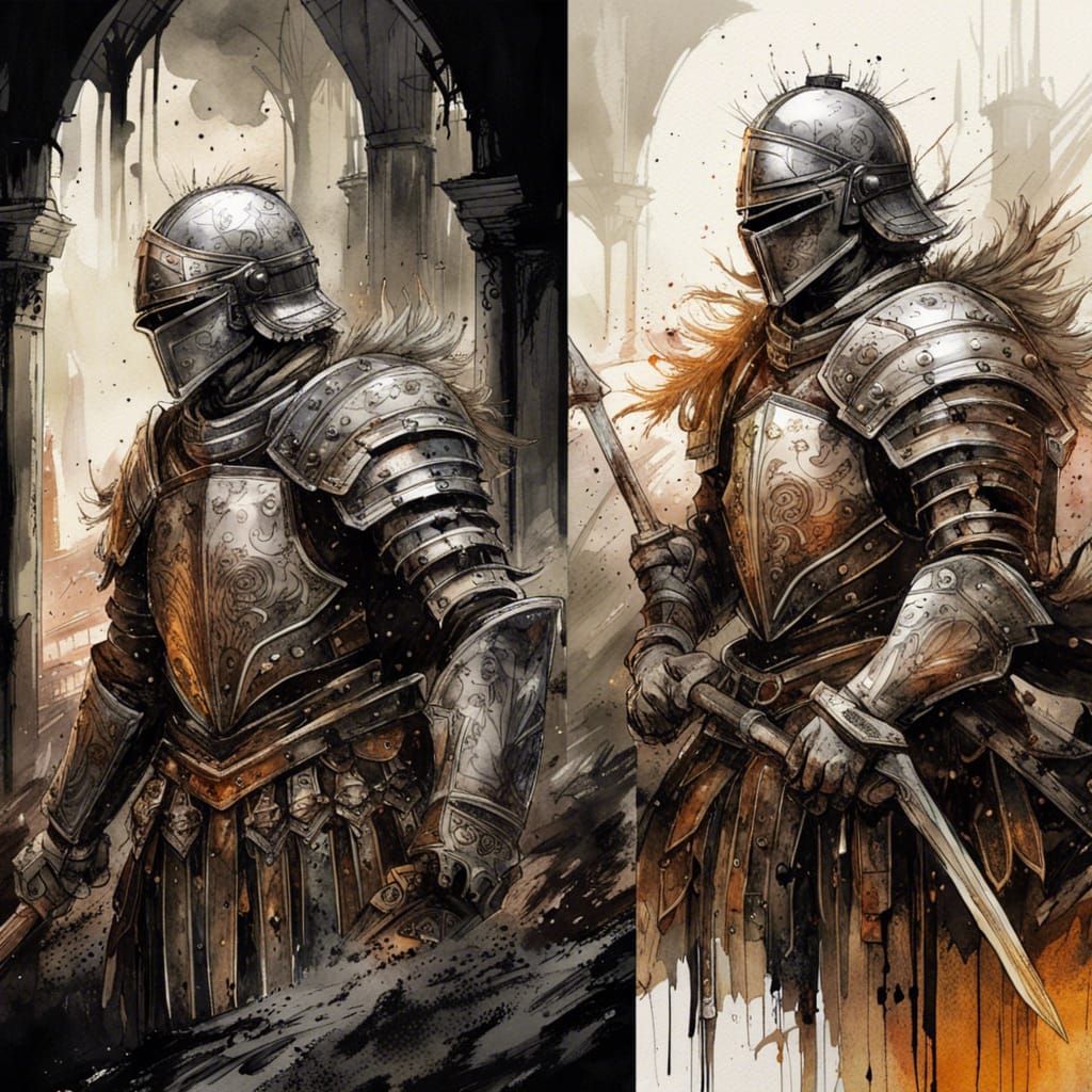 Gothic Roman Legion in a Rose Field