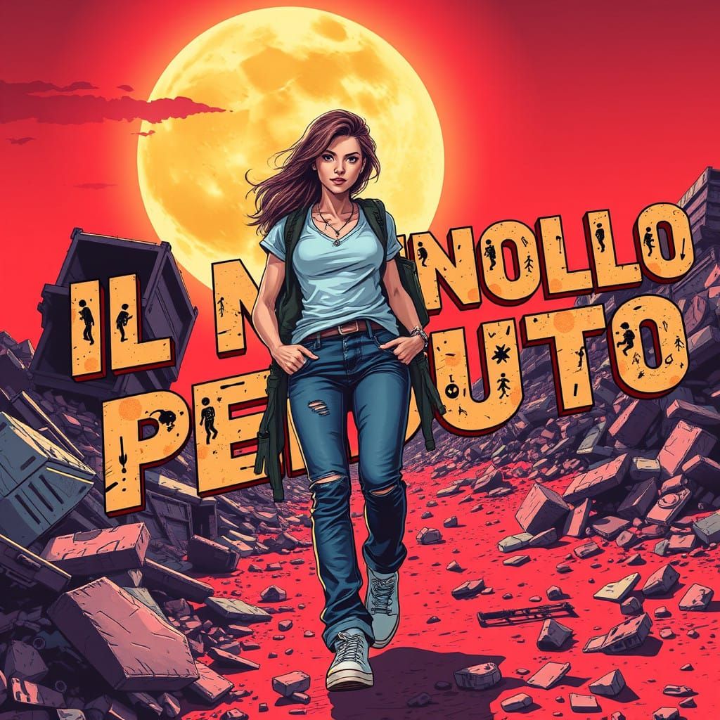 Post-Apocalyptic Warrior Emerges from Ruins in a Futuristic....