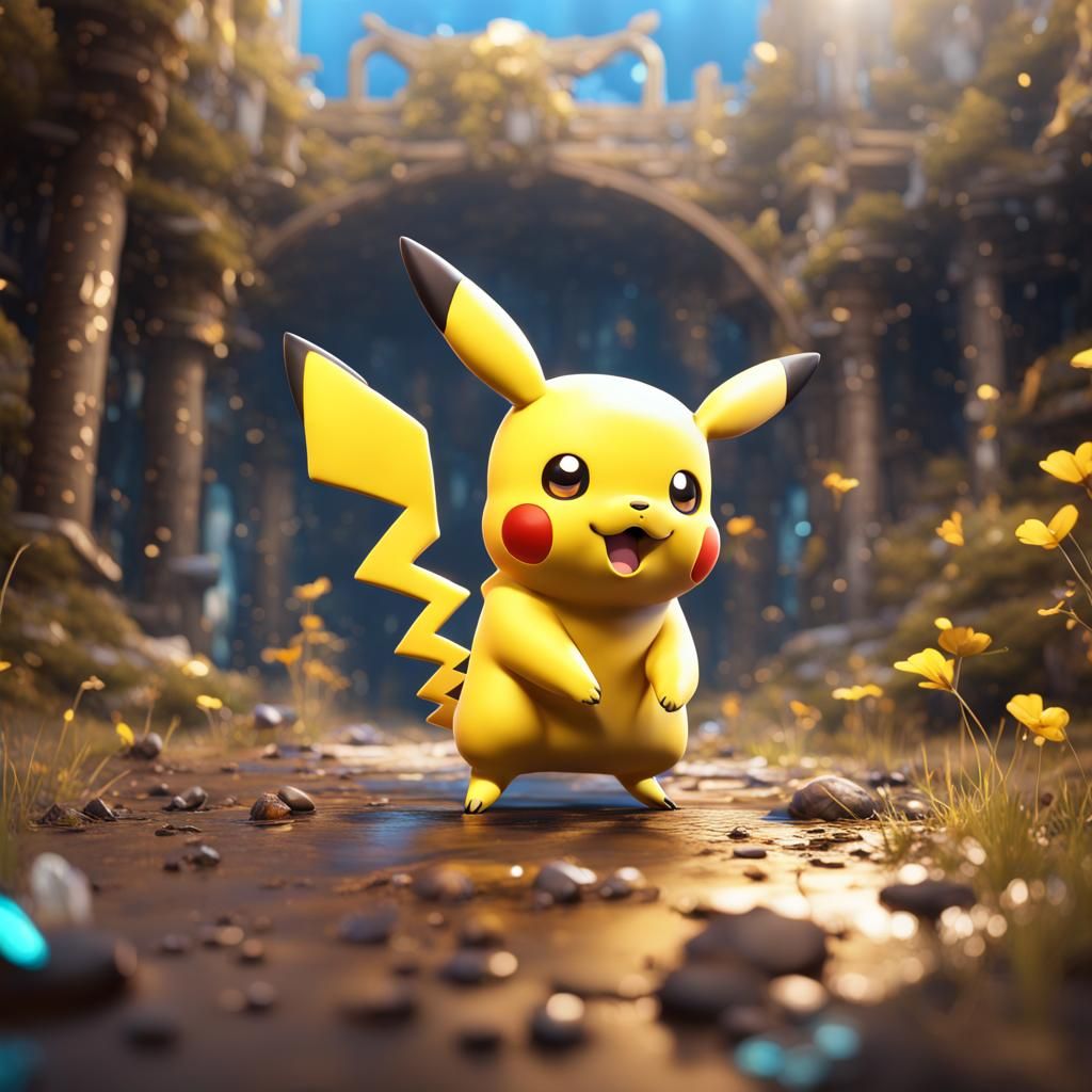 Chibi Pikachu Fantasy Concept Art in Deep Color