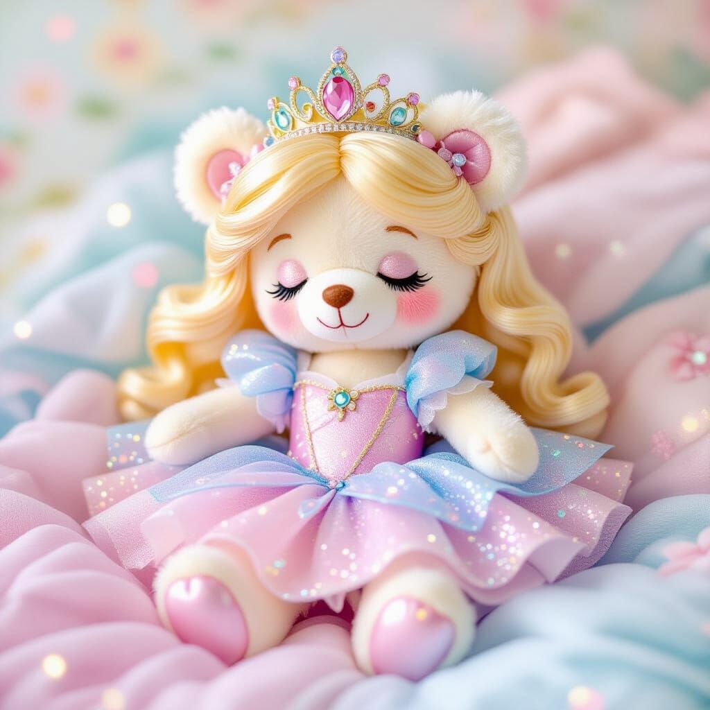 Sleeping Beauty Teddy Bear in Sanrio Style