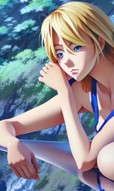 Blonde Girl in Anime Style, Ghibli Key Visual