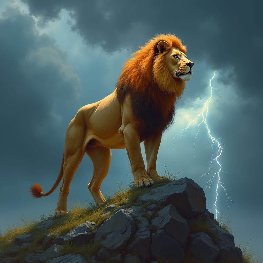 Regal Lion Dominates Turbulent Landscape