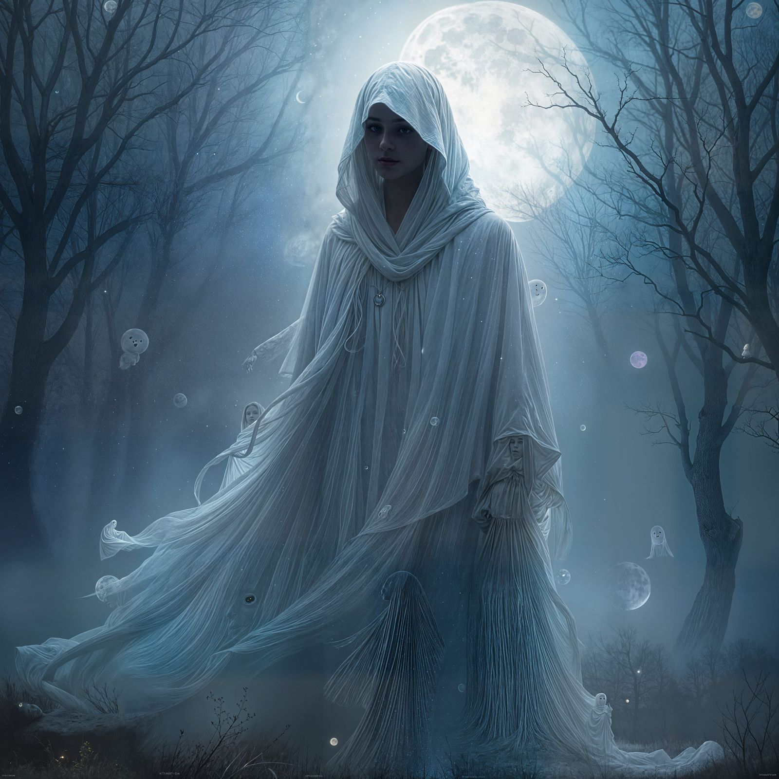Ethereal Ghost in Moonlight, Digital Painting