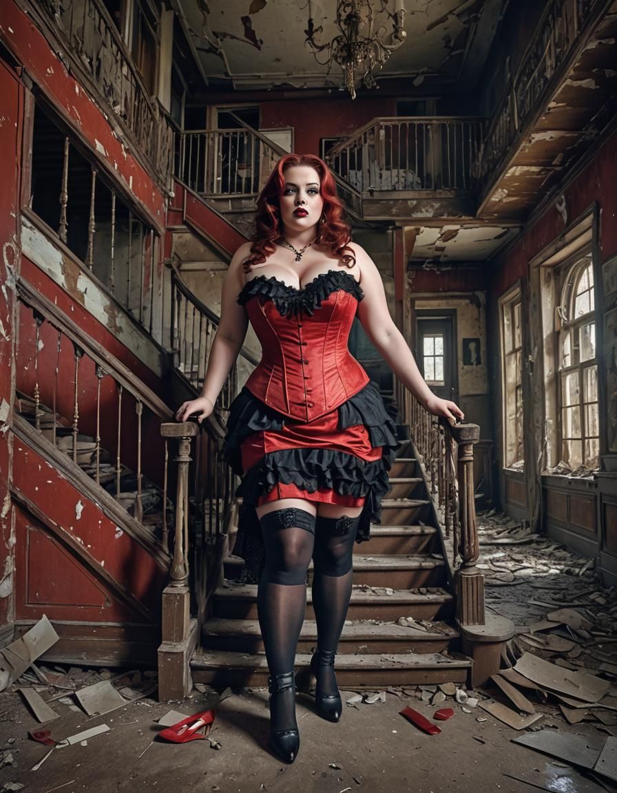 Urban Exploration: Woman in Corset in Abandoned House
