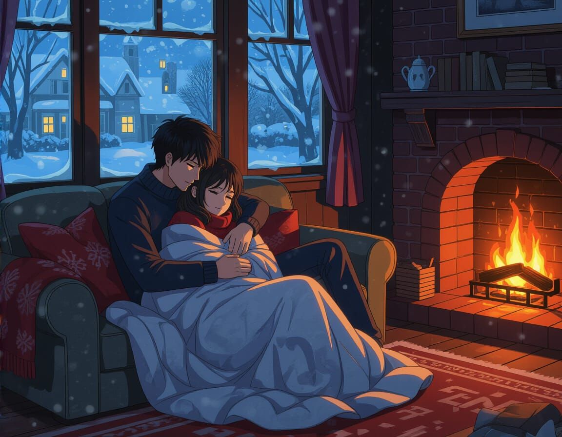 Loving Couple in Dark Horror Scene