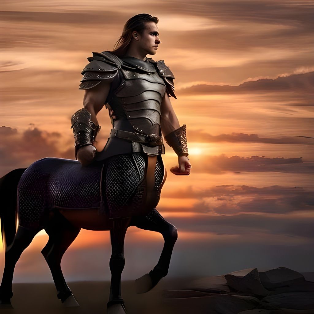Centaur Silhouette Against Sunset Backdrop