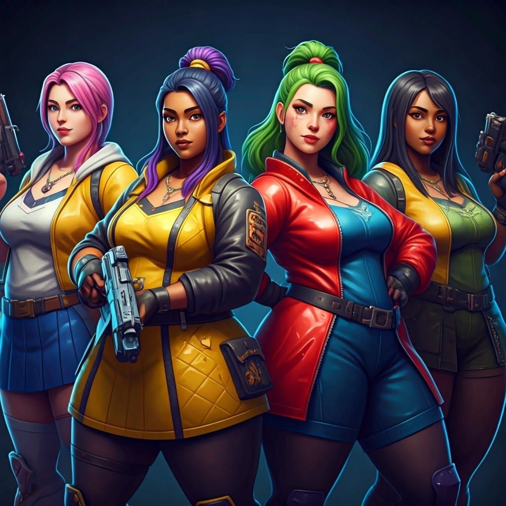 Dynamic Portrait of Confident Women in Anime Style