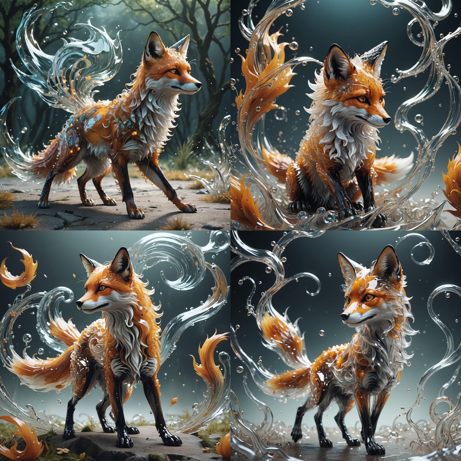Ethereal Transparent Fox Formed from Swirling Air