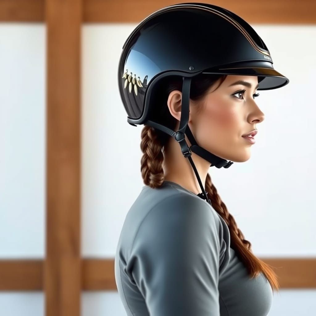 Valerie in 3/4 Profile with Helmet and Braids